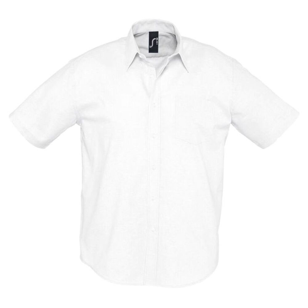 SOLS Mens Brisbane Oxford Short-Sleeved Shirt / White